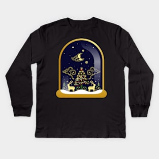 christmas snow globe Kids Long Sleeve T-Shirt